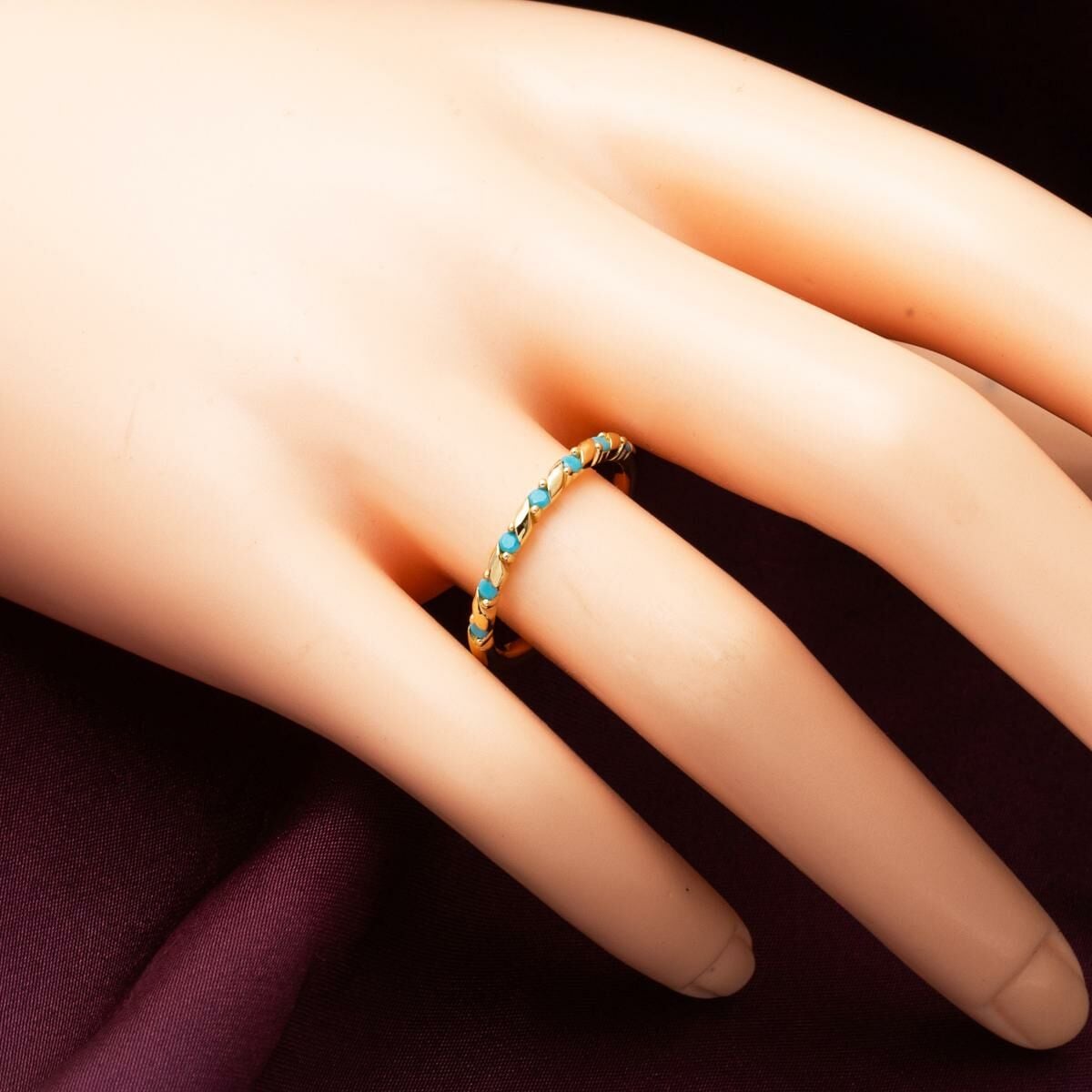14K Yellow Gold Spiral Turquoise Ring