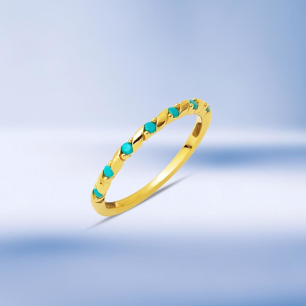 14K Yellow Gold Spiral Turquoise Ring