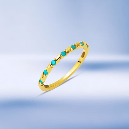 14K Yellow Gold Spiral Turquoise Ring
