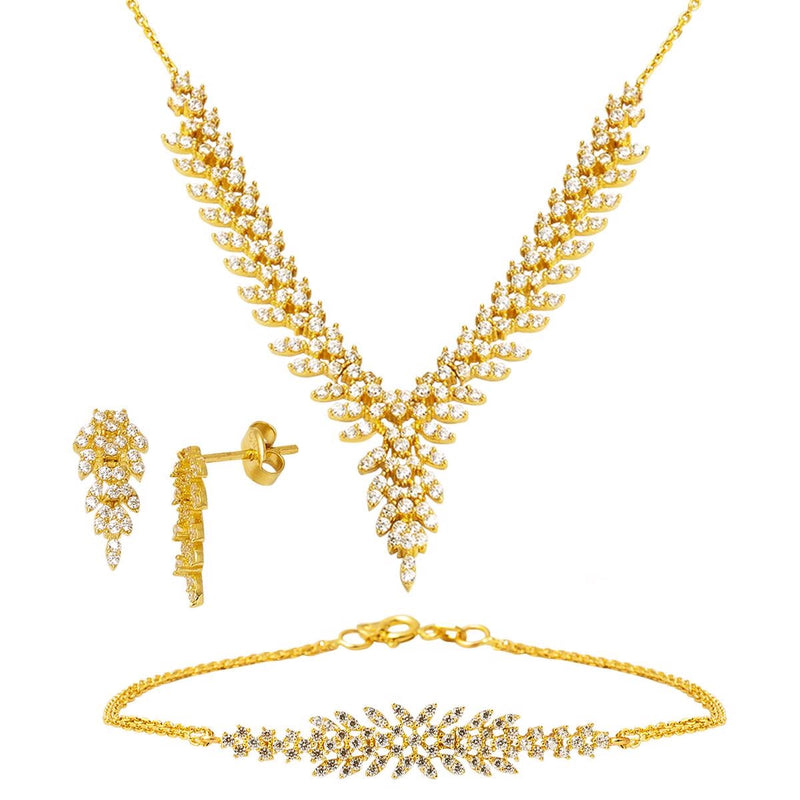 14K Yellow Gold Ivy Cubic Zirconia Engagement Jewelry Set