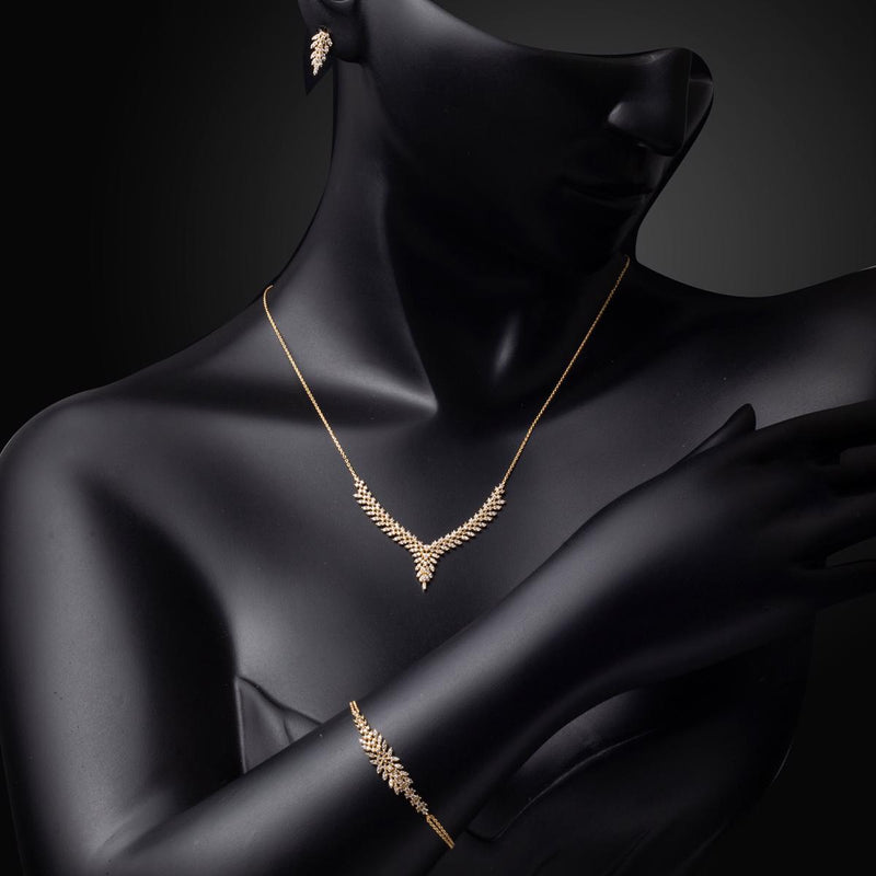 14K Yellow Gold Ivy Cubic Zirconia Engagement Jewelry Set