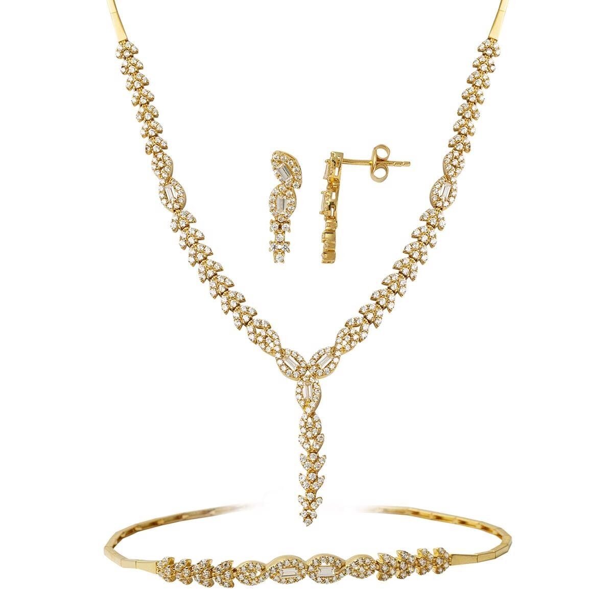 14K Yellow Gold Ivy Baguette Cubic Zirconia Set