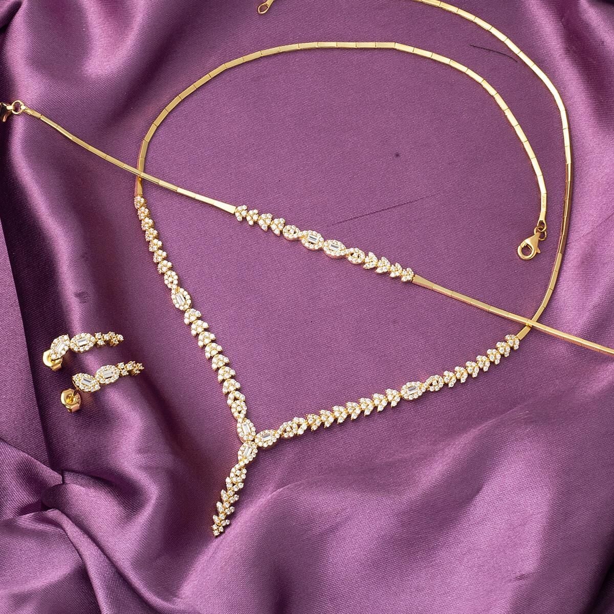 14K Yellow Gold Ivy Baguette Cubic Zirconia Set