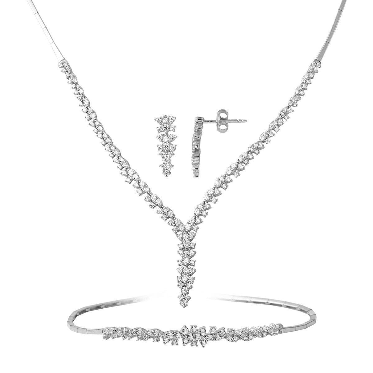 14K White Gold Ivy Cubic Zirconia Jewelry Set (14.88 g)