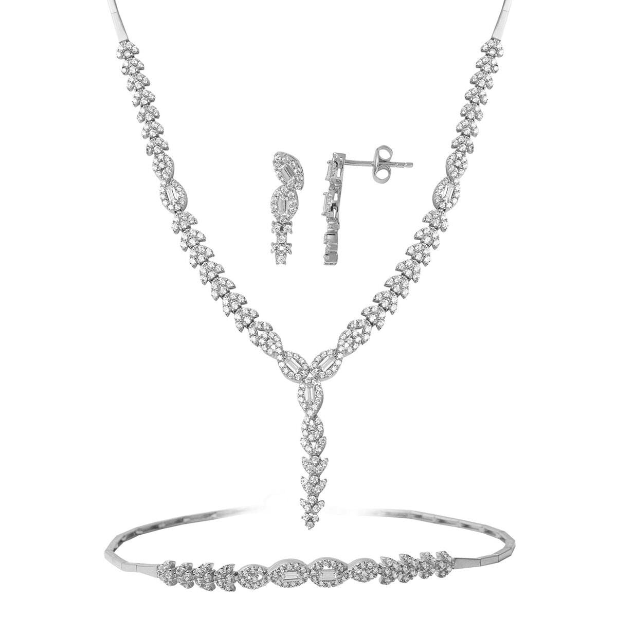 14K White Gold Ivy Baguette Cubic Zirconia Set