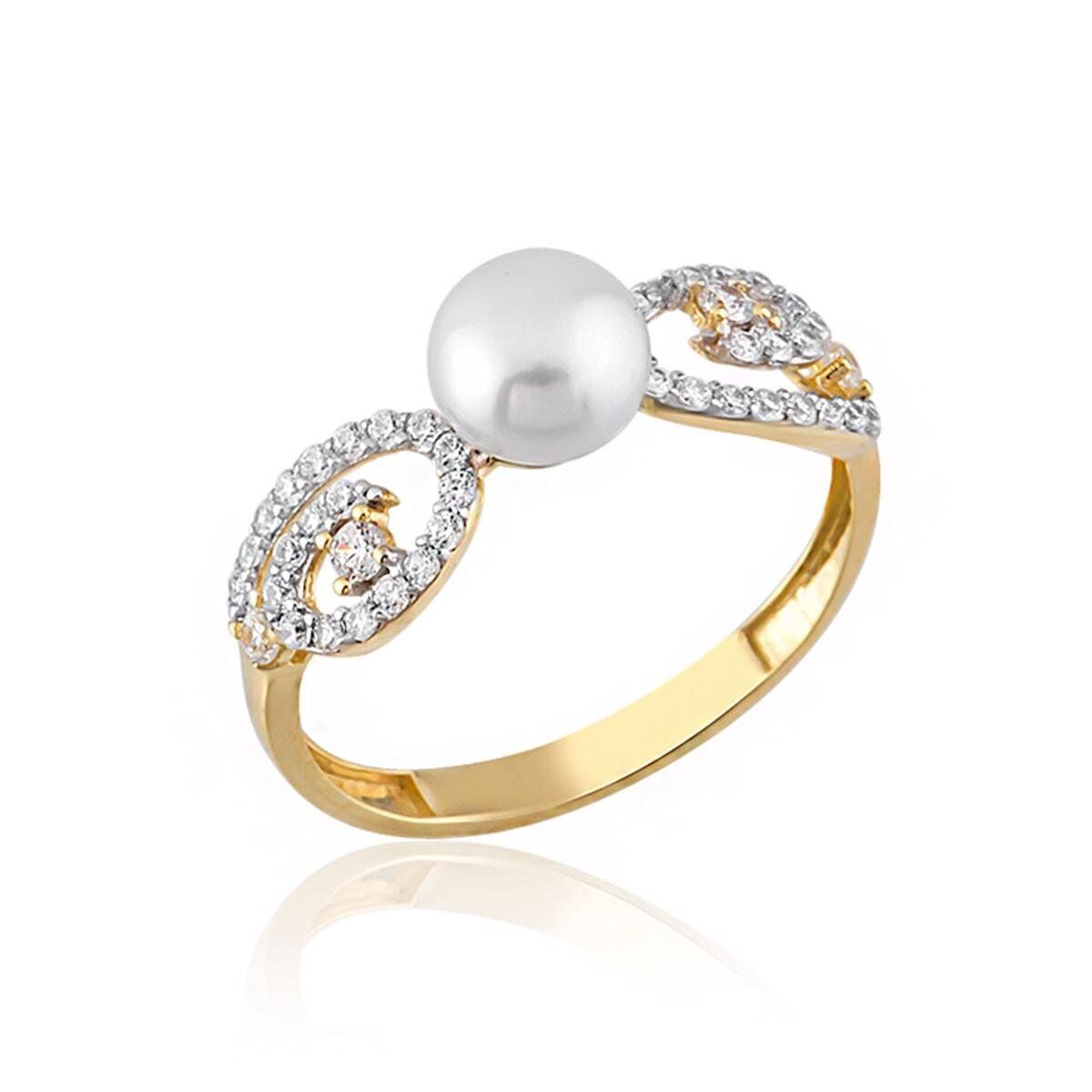 14K Yellow Gold Ivy Pearl Ring