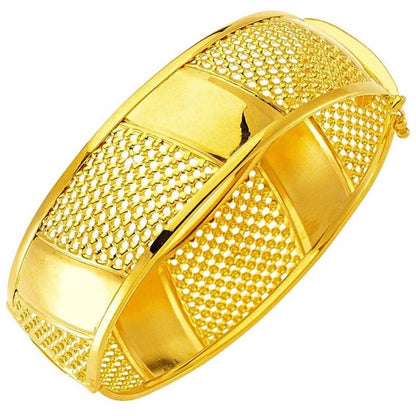22K Yellow Gold Basket Hinged Cuff Bangle (26.5 g)