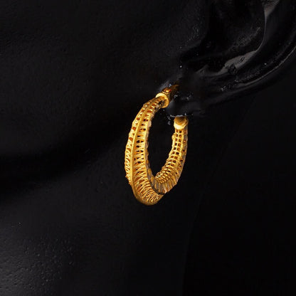 22K Yellow Gold Basket Hoop Earrings