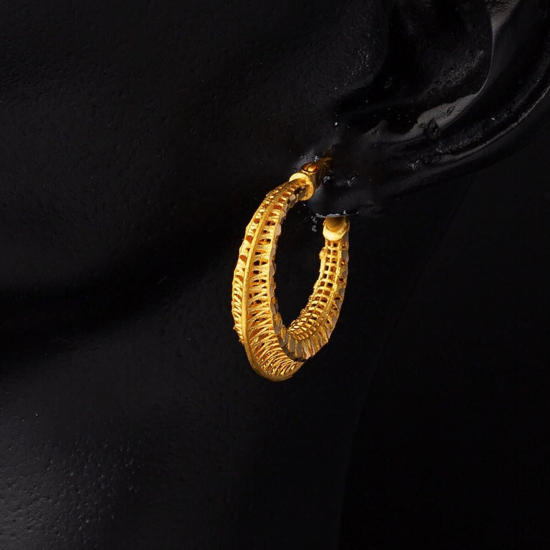 22K Yellow Gold Basket Hoop Earrings