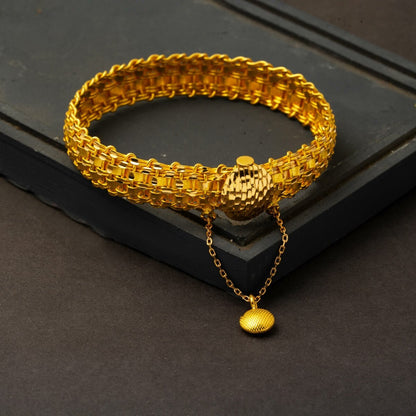22K Yellow Gold Basket Mesh Hinged Cuff Bangle