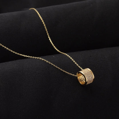14K Yellow Gold Love Circle Cubic Zirconia Necklace