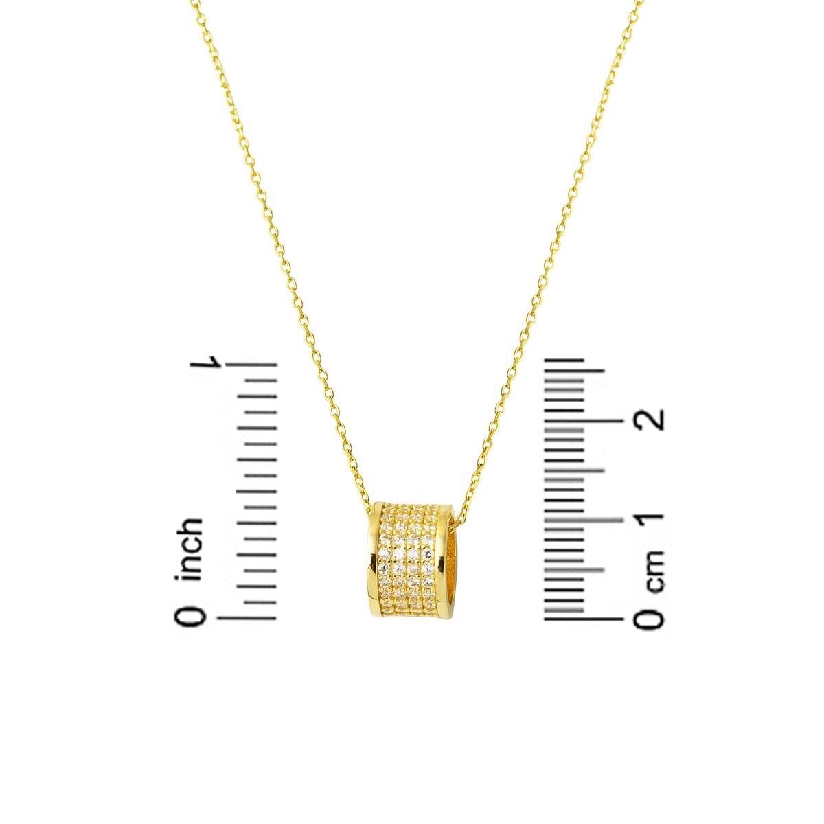 14K Yellow Gold Love Circle Cubic Zirconia Necklace