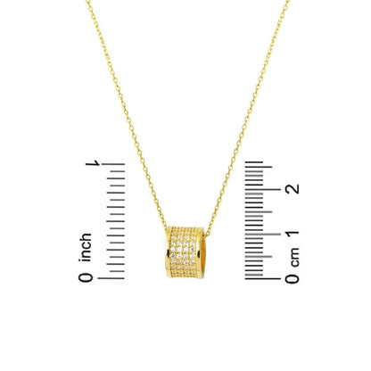14K Yellow Gold Love Circle Cubic Zirconia Necklace