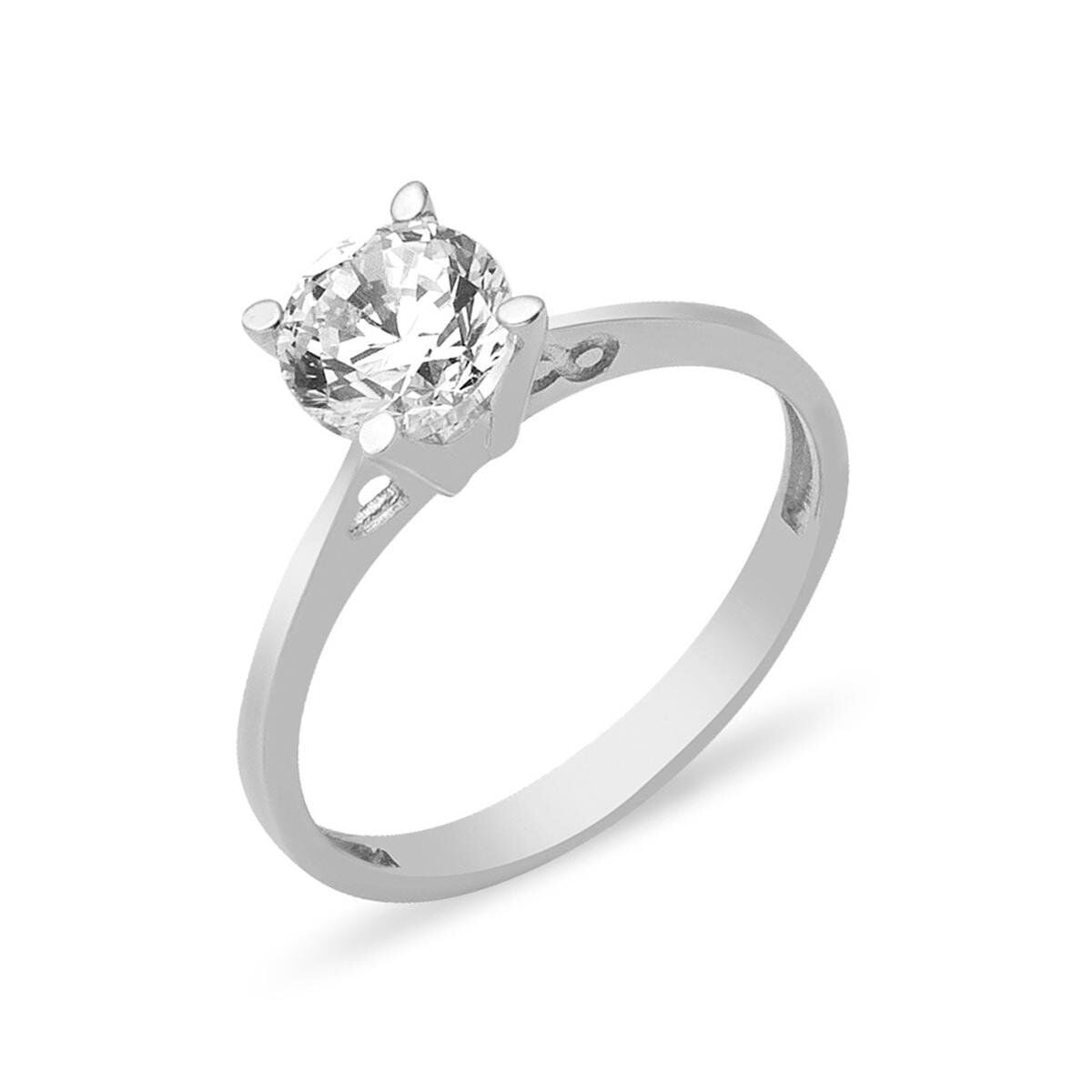 14K White Gold Valentine's Solitaire Cubic Zirconia Ring