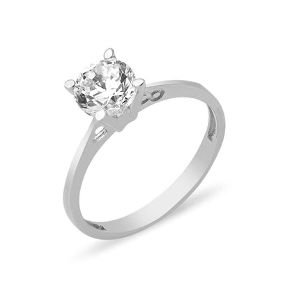 14K White Gold Valentine's Solitaire Cubic Zirconia Ring
