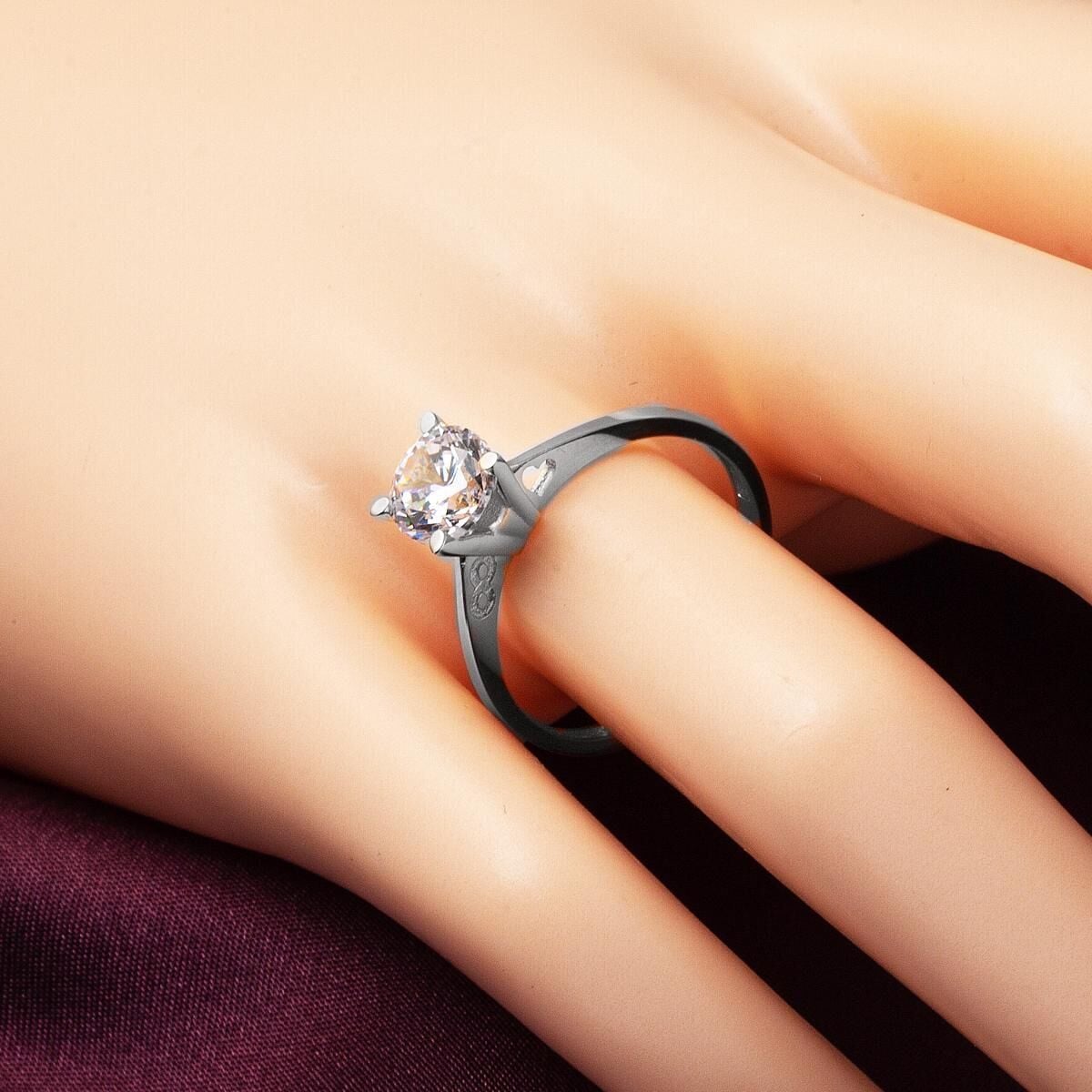 14K White Gold Valentine's Solitaire Cubic Zirconia Ring