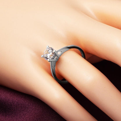 14K White Gold Valentine's Solitaire Cubic Zirconia Ring