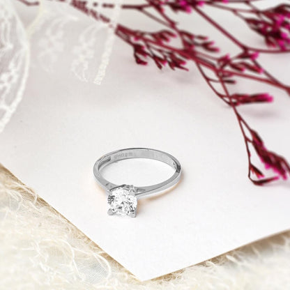 14K White Gold Valentine's Solitaire Cubic Zirconia Ring