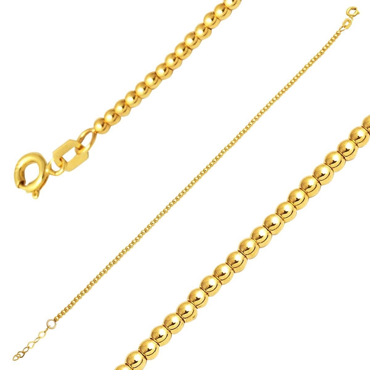 14K Yellow Gold Row by Row Stacked Ball Bracelet