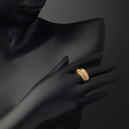 14K Yellow Gold Row Cubic Zirconia Women's Ring