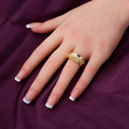 14K Yellow Gold Row Cubic Zirconia Women's Ring