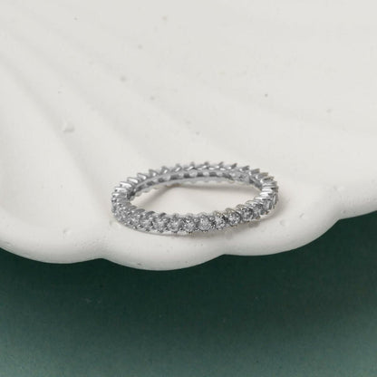14K White Gold Row Cubic Zirconia Full Eternity Ring
