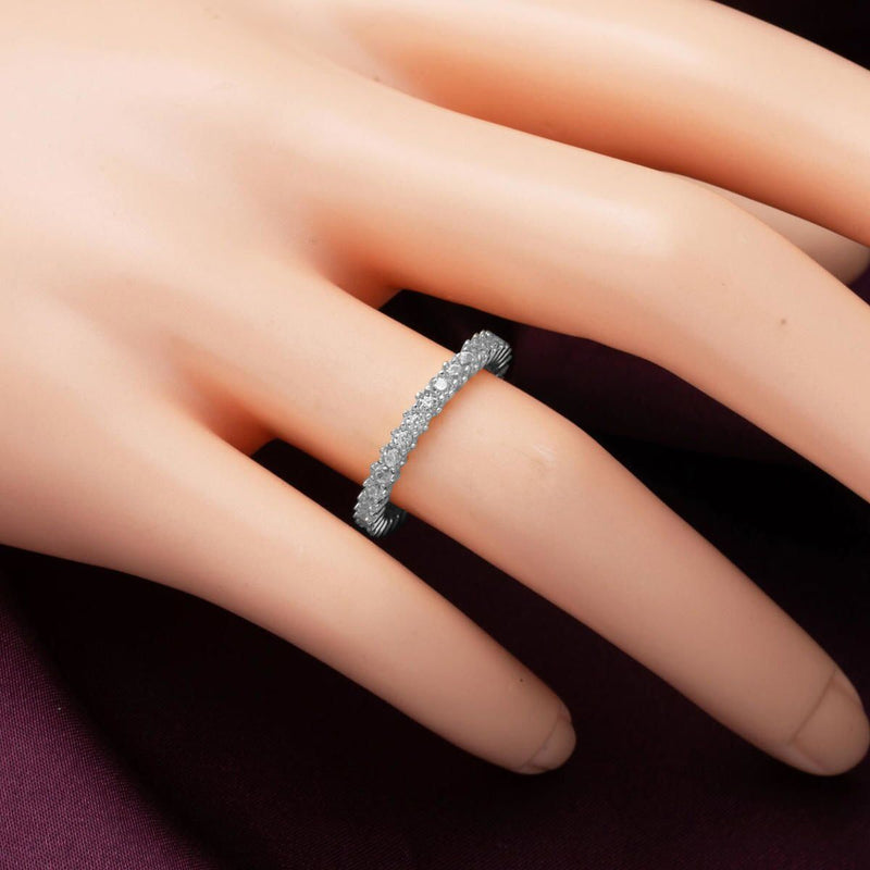 14K White Gold Row Cubic Zirconia Full Eternity Ring
