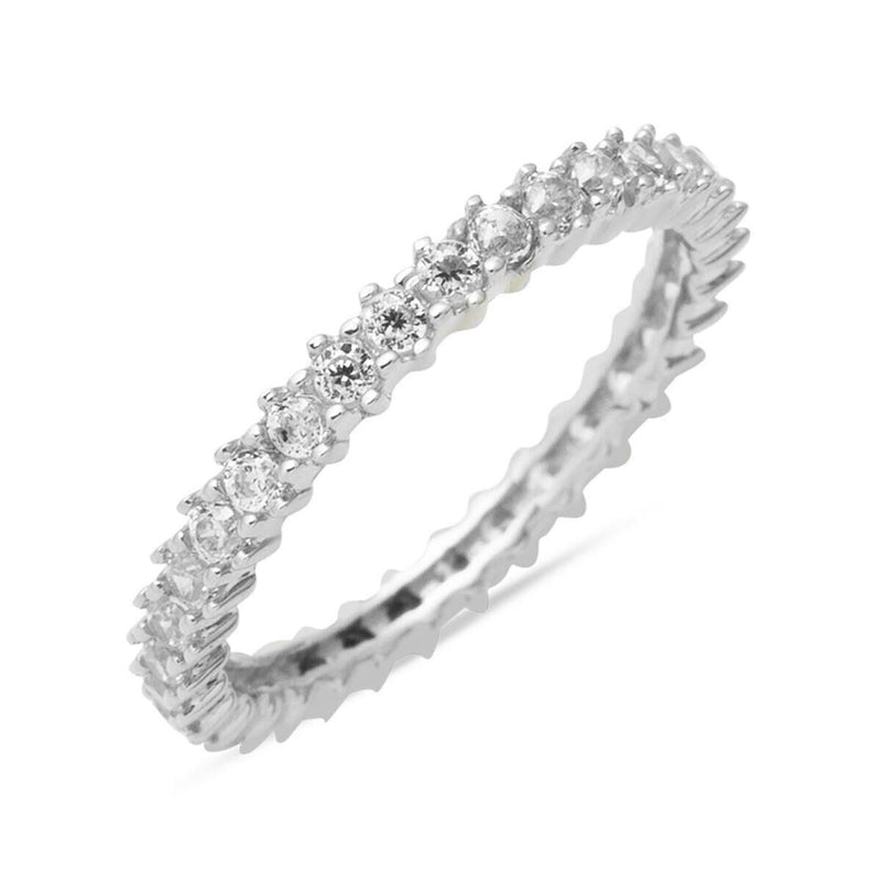 14K White Gold Row Cubic Zirconia Full Eternity Ring