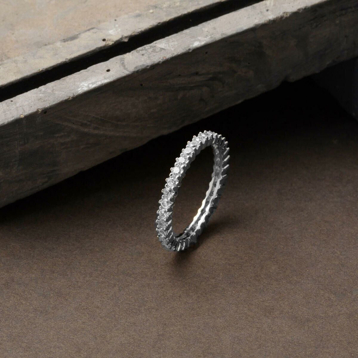 14K White Gold Row Cubic Zirconia Full Eternity Ring