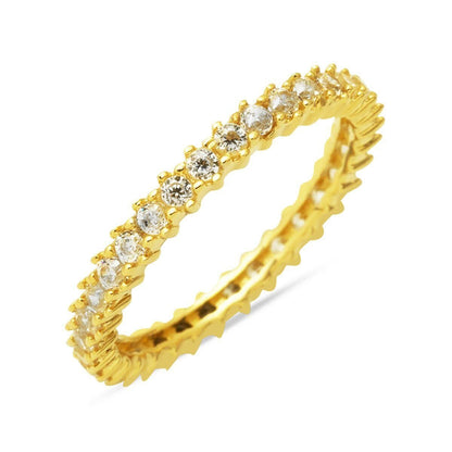 14K Yellow Gold Row Cubic Zirconia Full Eternity Ring