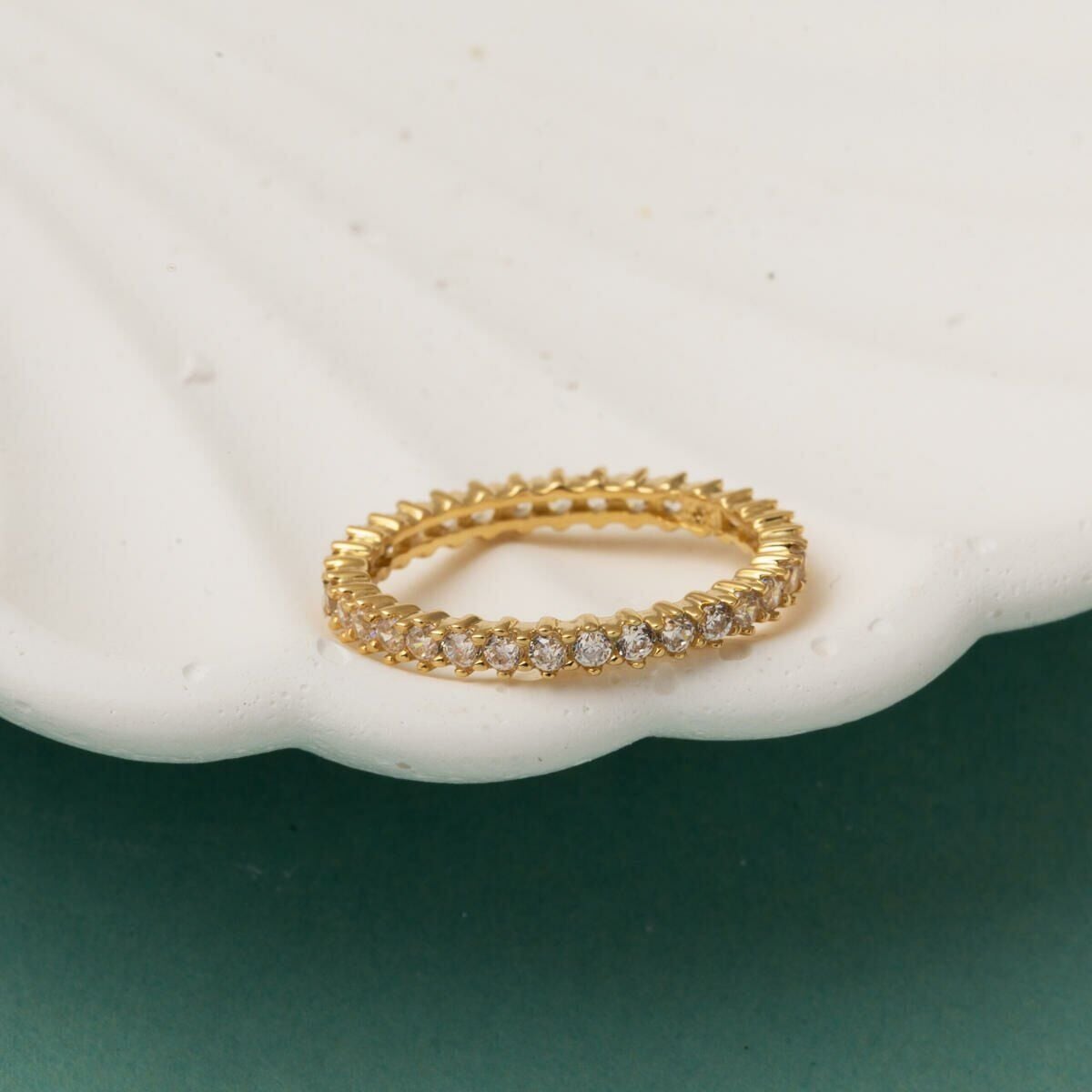 14K Yellow Gold Row Cubic Zirconia Full Eternity Ring