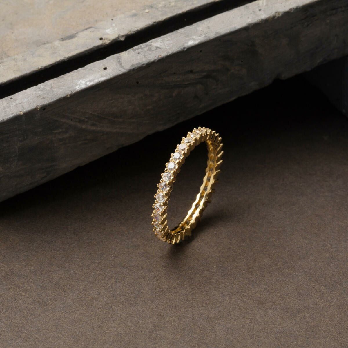 14K Yellow Gold Row Cubic Zirconia Full Eternity Ring