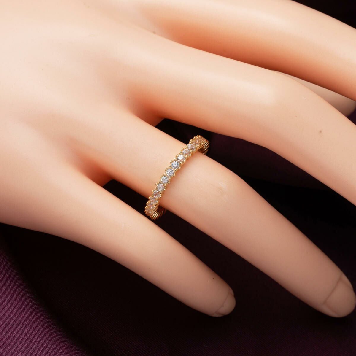14K Yellow Gold Row Cubic Zirconia Full Eternity Ring