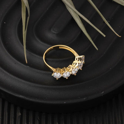 14K Yellow Gold Sirius Five Stone Cubic Zirconia Ring
