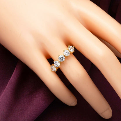 14K Yellow Gold Sirius Five Stone Cubic Zirconia Ring