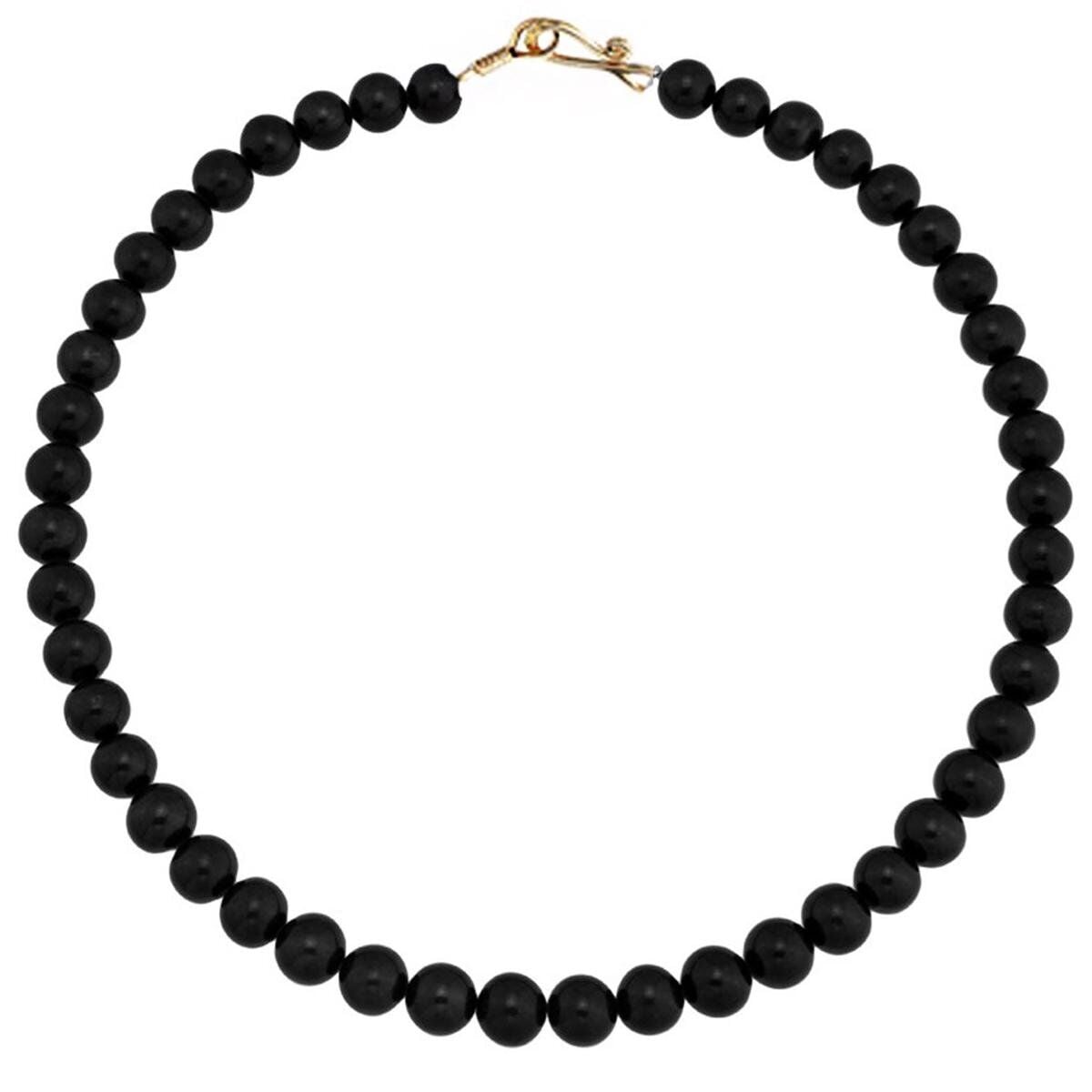 14K Yellow Gold Black Pearl Collar Necklace