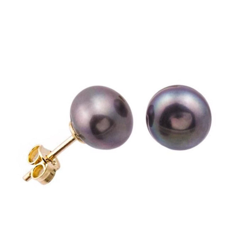14K Yellow Gold Black Pearl Clip-On Earrings