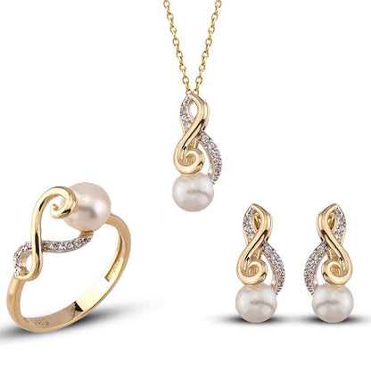 14K Yellow Gold Sofia Pearl Jewelry Set