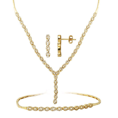 14K Yellow Gold Infinity Cubic Zirconia Jewelry Set