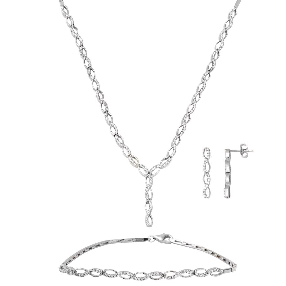 14K White Gold Infinity Cubic Zirconia Set