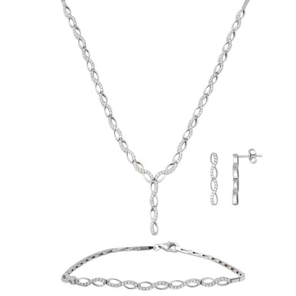 14K White Gold Infinity Cubic Zirconia Set