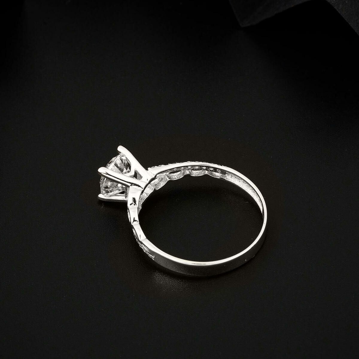 14K White Gold Infinity Single Stone Cubic Zirconia Ring