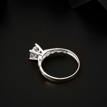 14K White Gold Infinity Single Stone Cubic Zirconia Ring