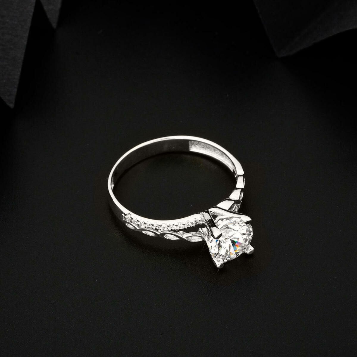 14K White Gold Infinity Single Stone Cubic Zirconia Ring