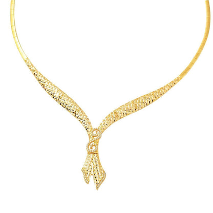 22K Yellow Gold Infinity Cubic Zirconia Collar Necklace