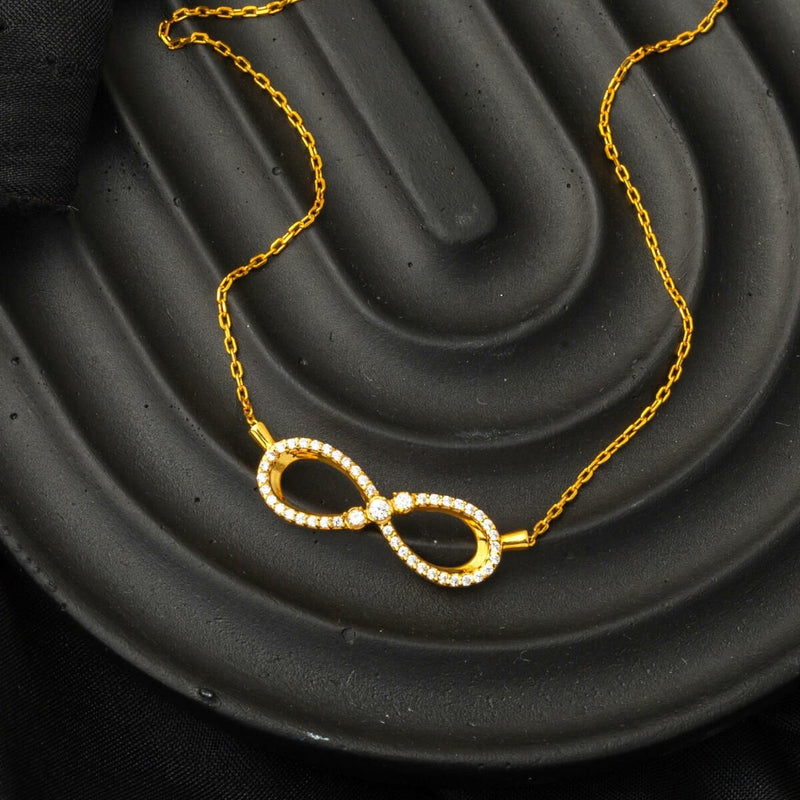 22K Yellow Gold Infinity Chain Cubic Zirconia Necklace