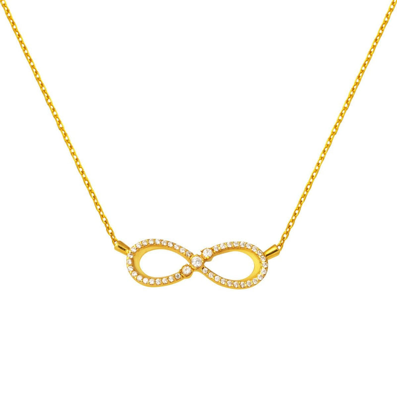 22K Yellow Gold Infinity Chain Cubic Zirconia Necklace