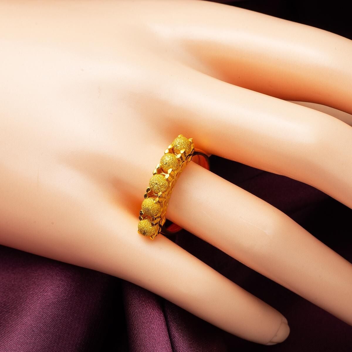 22K Yellow Gold Infinity Bead Ring