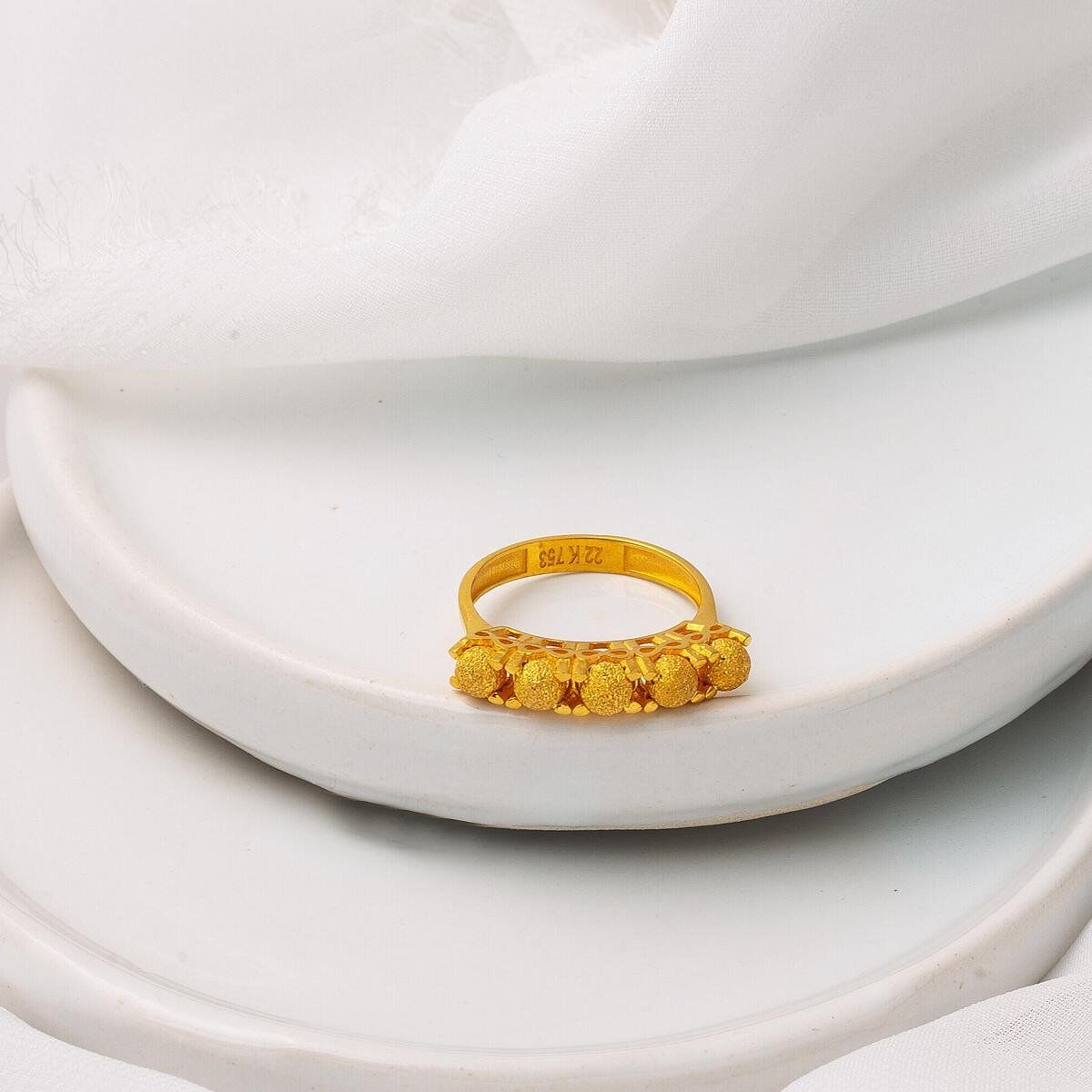 22K Yellow Gold Infinity Bead Ring