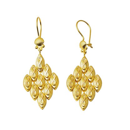 14K Yellow Gold Infinity Rhombus Dangle Earrings
